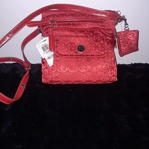 Red Giani Bernini Signature Fabric Crossbody Bag